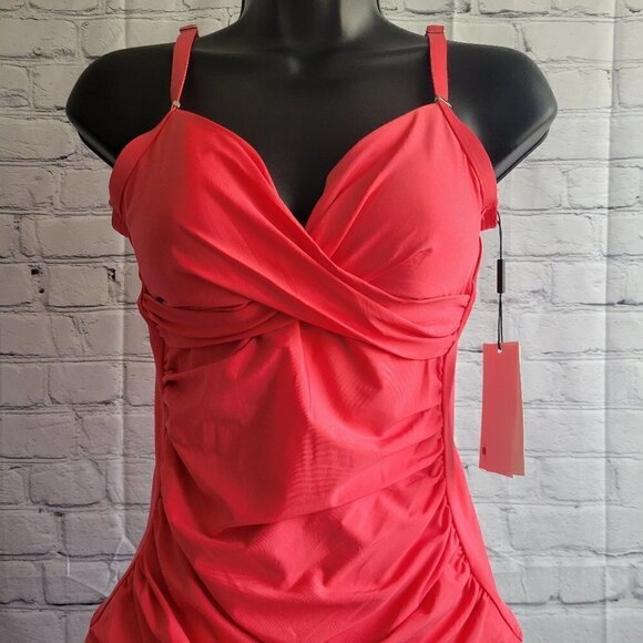 Calvin Klein Twist Tummy-Control Tankini Top - Picture 1 of 6